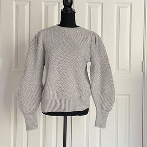 Marks & Spencer Gray Knit Sweater, Puffed full length sleeves, Size L